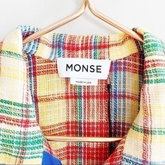 Monse Plaid Boxy Basket Weave Havana Shirt Button Down Top NWT Large Linen Blend - Picture 11 of 15